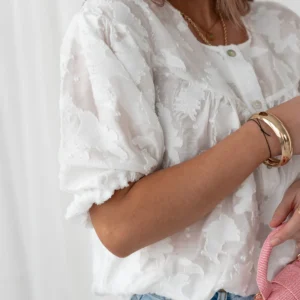 Bluzka damska Flori haft beż