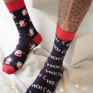 Skarpety męskie świąteczne Mikołaje granatowe