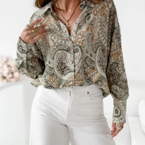 Koszula damska Roomy patchwork beż