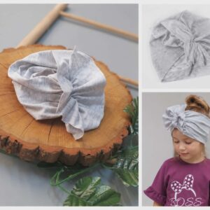Turban dziecięcy opaska bawełniana szara