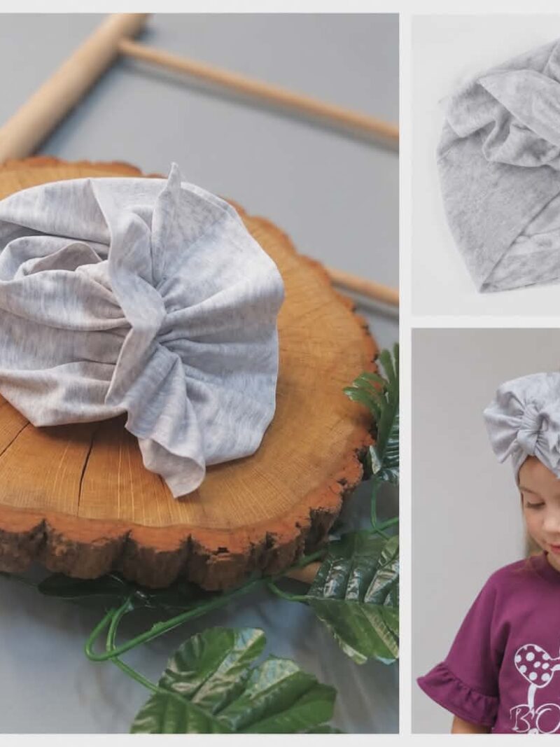 Turban dziecięcy opaska bawełniana szara