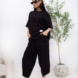 Komplet damski Premium Vibe Lara bluzka spodnie czarny