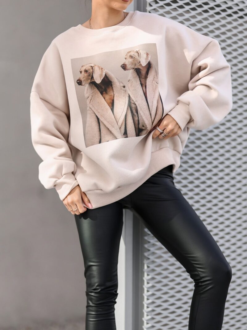 bluza damska Dogs Lara Fashion beżowa