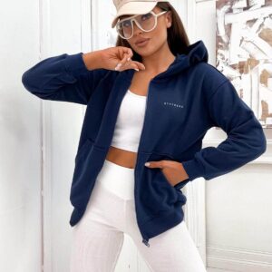 Bluza damska rozpinana Stayhere z logo granatowa