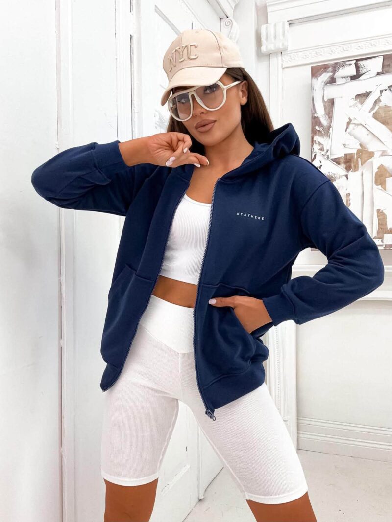 Bluza damska rozpinana Stayhere z logo granatowa
