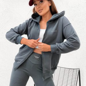 Bluza damska rozpinana Stayhere z logo grafitowa