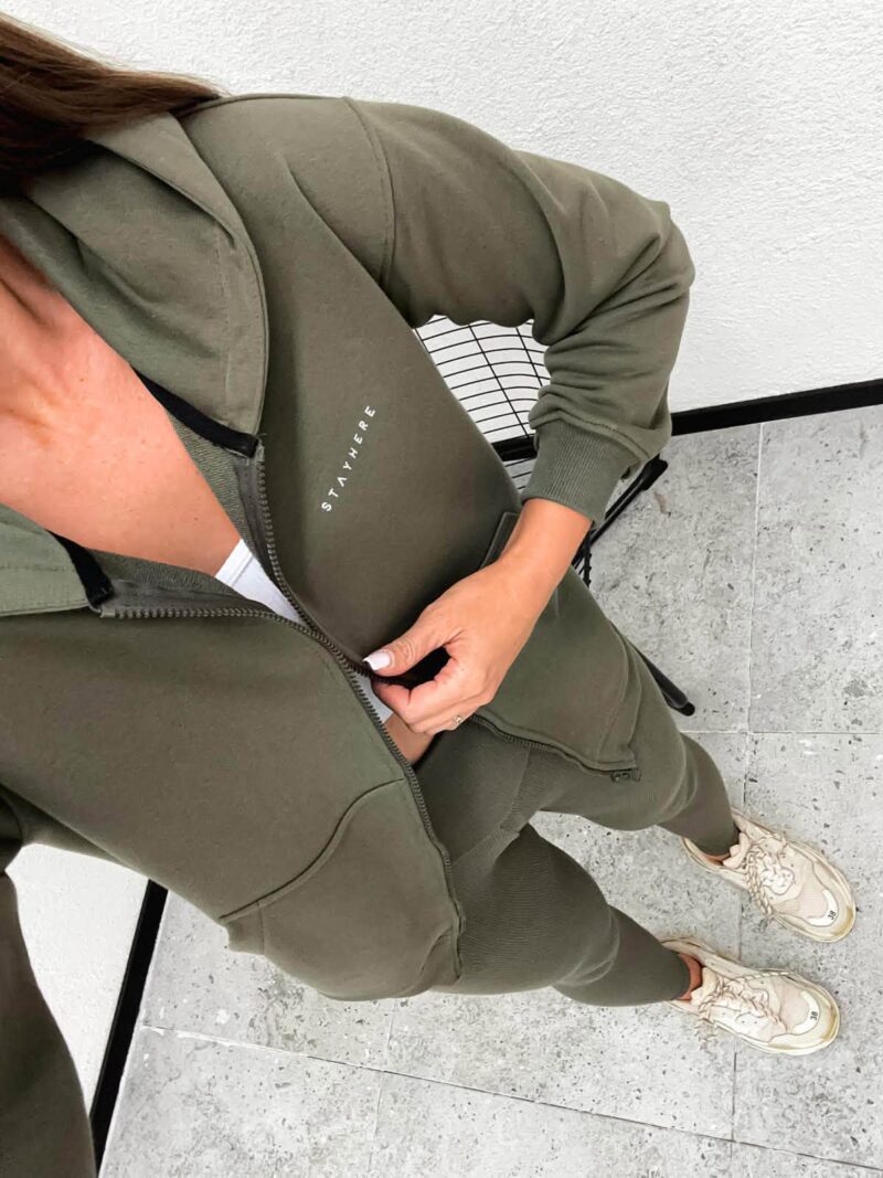 Bluza damska rozpinana Stayhere z logo khaki zieleń