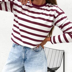 Bluzka damska longsleeve Basic Stayhere w paski