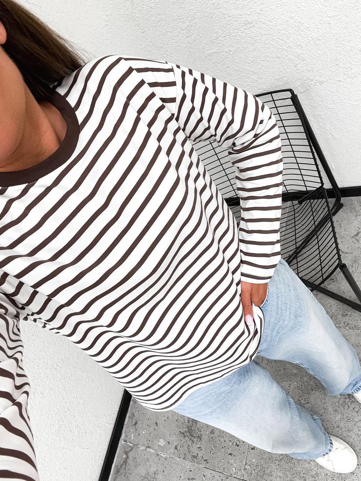 Bluzka damska longsleeve Basic Stayhere w paski - obrazek 6