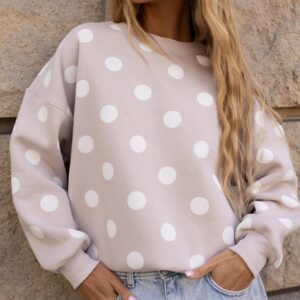 Bluza damska Grochy Lara Fashion beż - śmietana