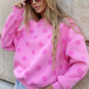 Bluza damska Grochy Lara Fashion róż z różem