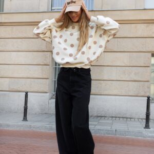 Bluza damska Grochy Lara Fashion śmietanka - beż