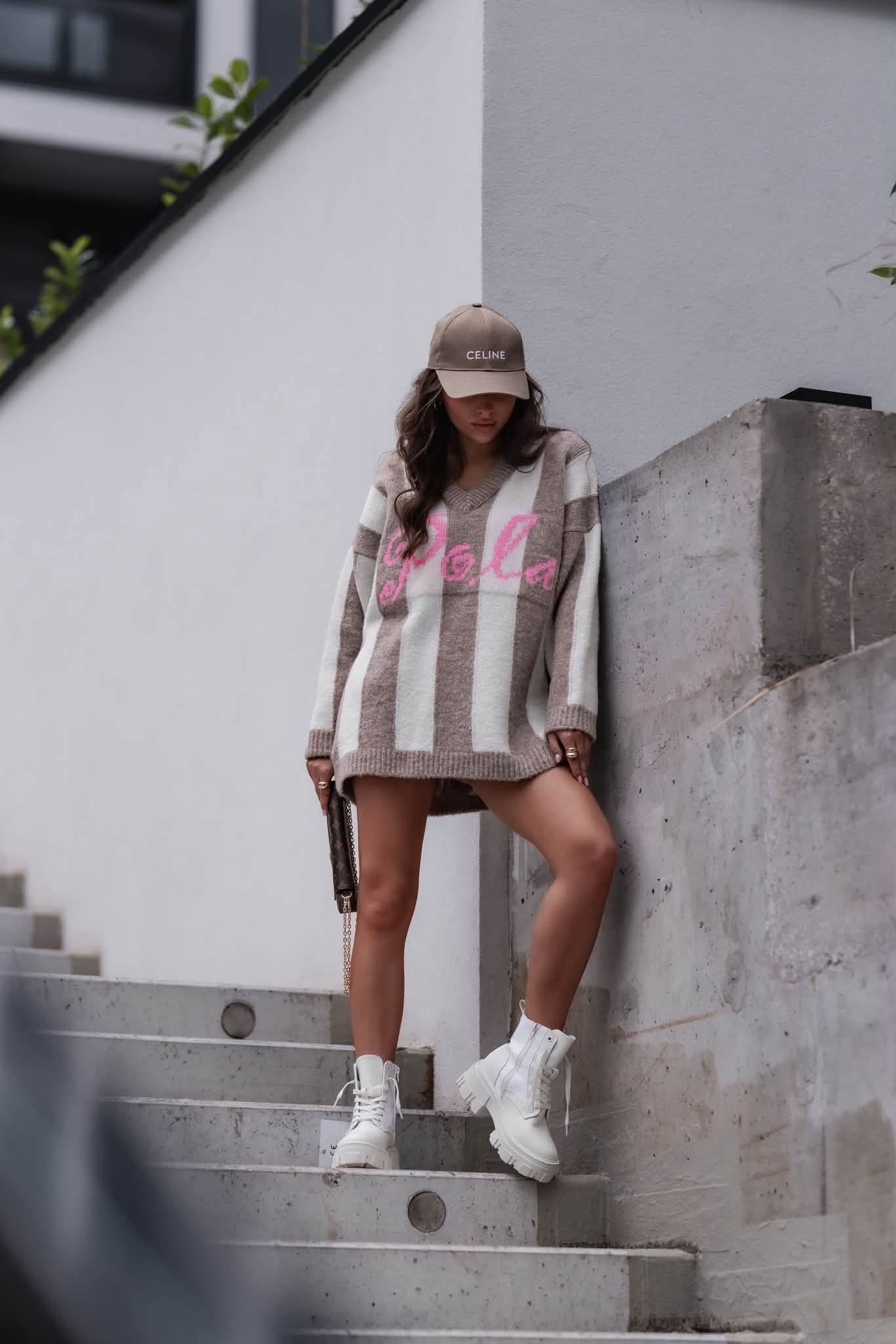 Sweter damski w szerokie pionowe pasy Neon Pola - obrazek 9