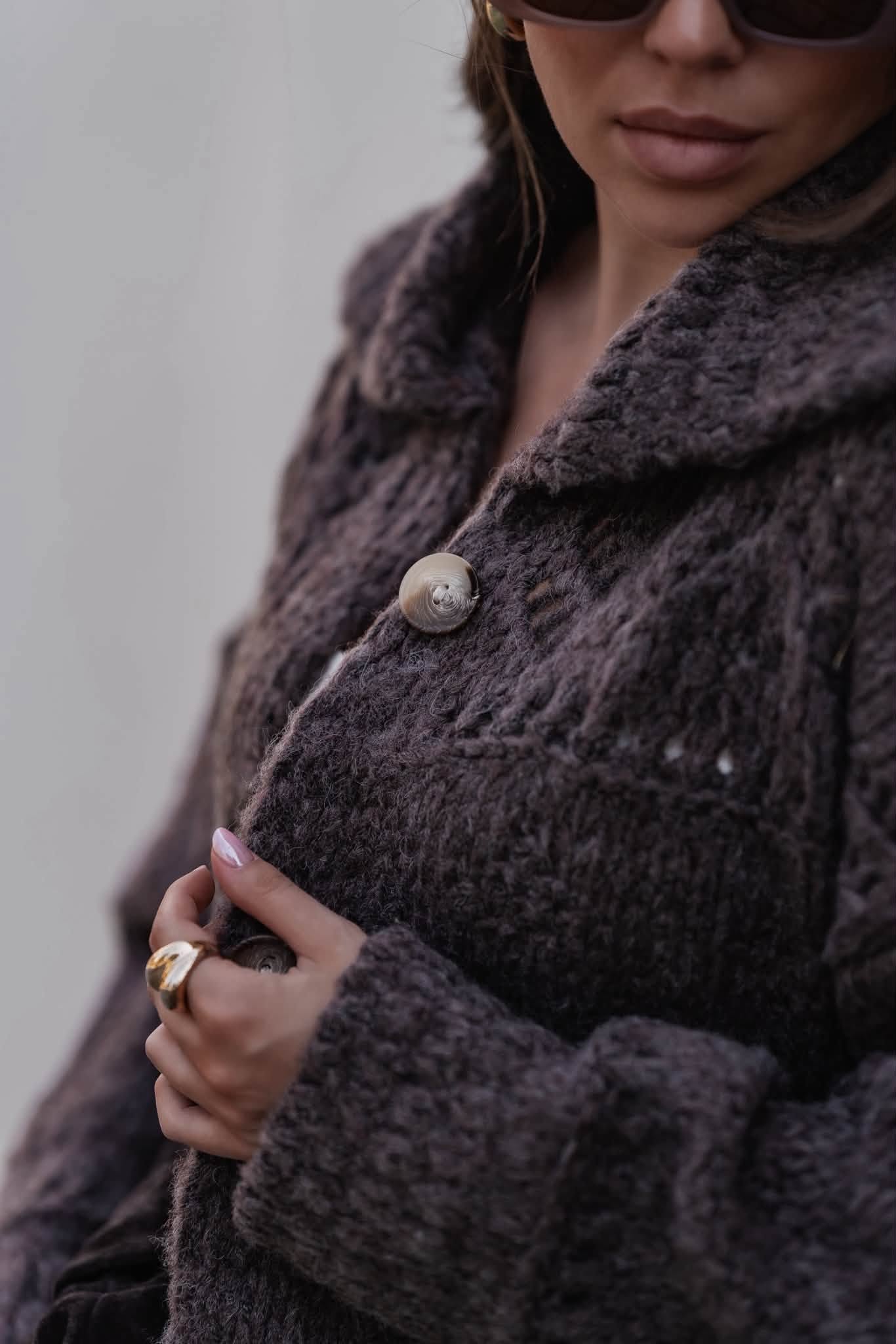 Sweter damski kardigan z kołnierzem luźny krój Polly - obrazek 8