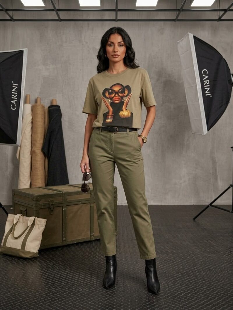 Bluzka t-shirt Modern Icon Lara Fashion oliwkowa