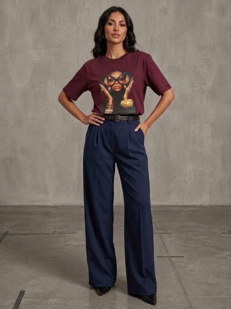 Bluzka t-shirt Modern Icon Lara Fashion bordowa