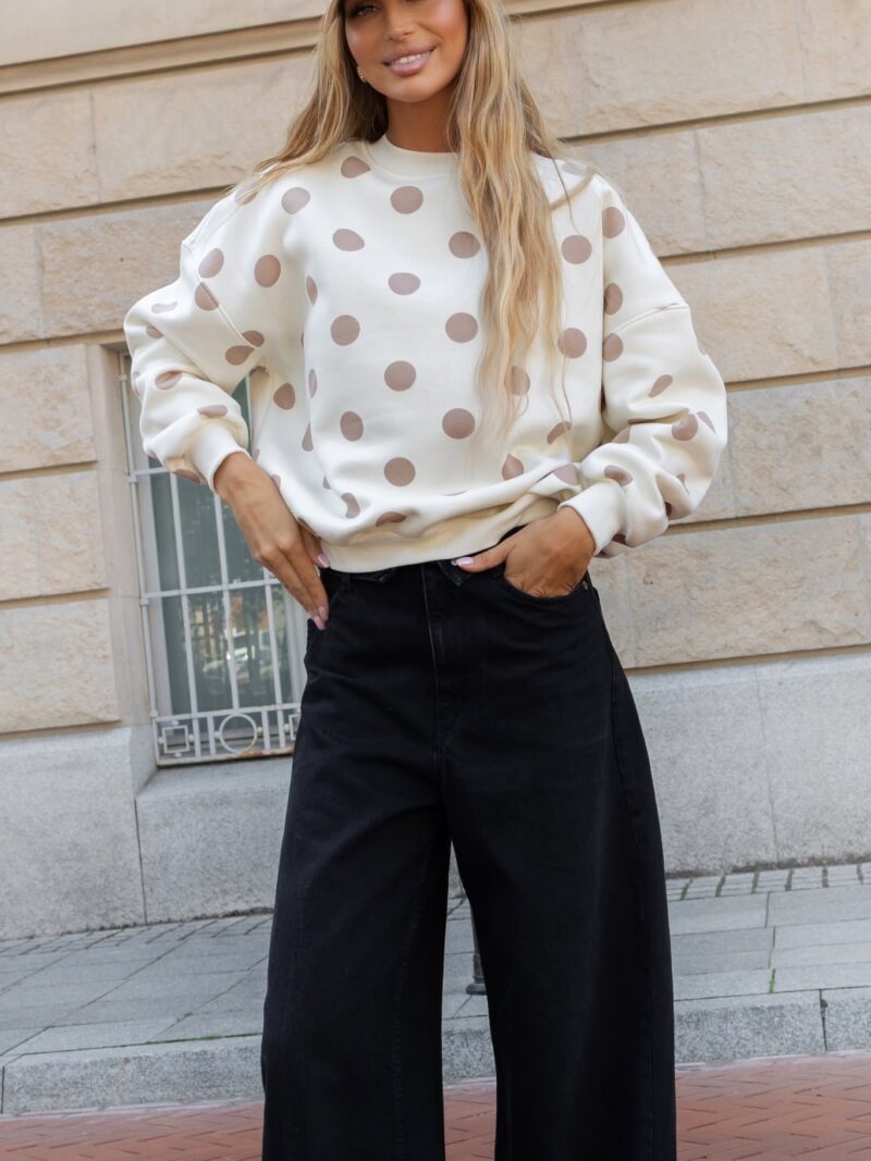 Bluza damska lub dziecięca Dots kropki Lara ecru-beż