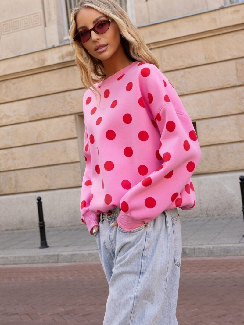 Bluza damska lub dziecięca Dots kropki Lara różowo-czerwona