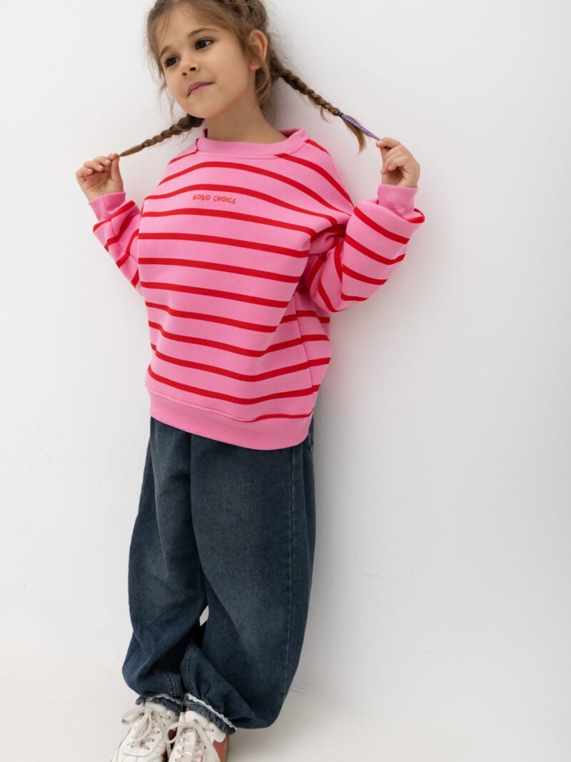 Bluza damska lub dziecięca Stripes paski Lara róż-czerwień