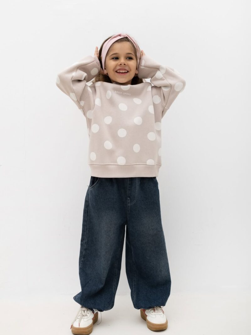 Bluza damska lub dziecięca Dots kropki Lara beż-ecru