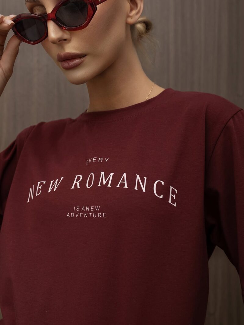 Bluzka t-shirt New Romance Lara bordo
