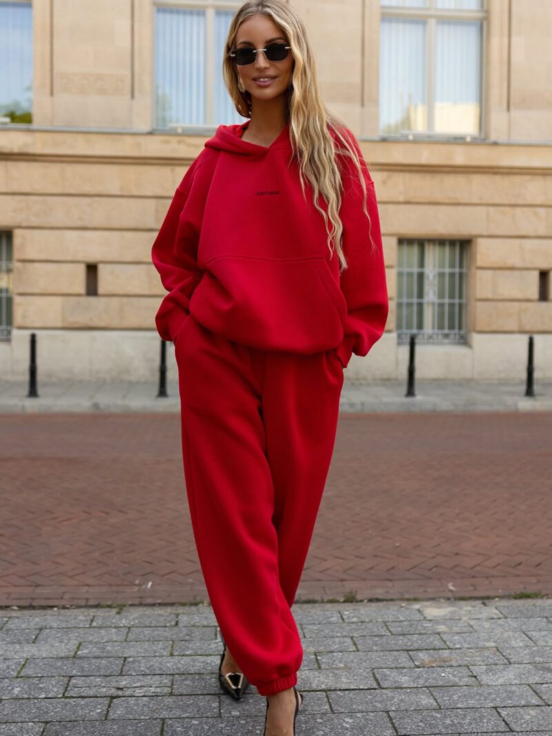 Komplet dresowy damski bluza over i spodnie JUST WEAR czerwony
