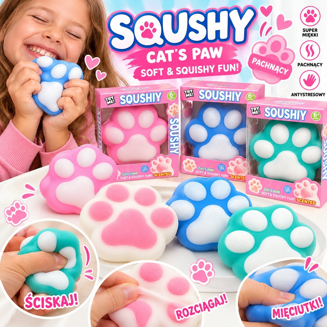 Squishy Łapka Kota Gniotek Antystresowy - obrazek 2