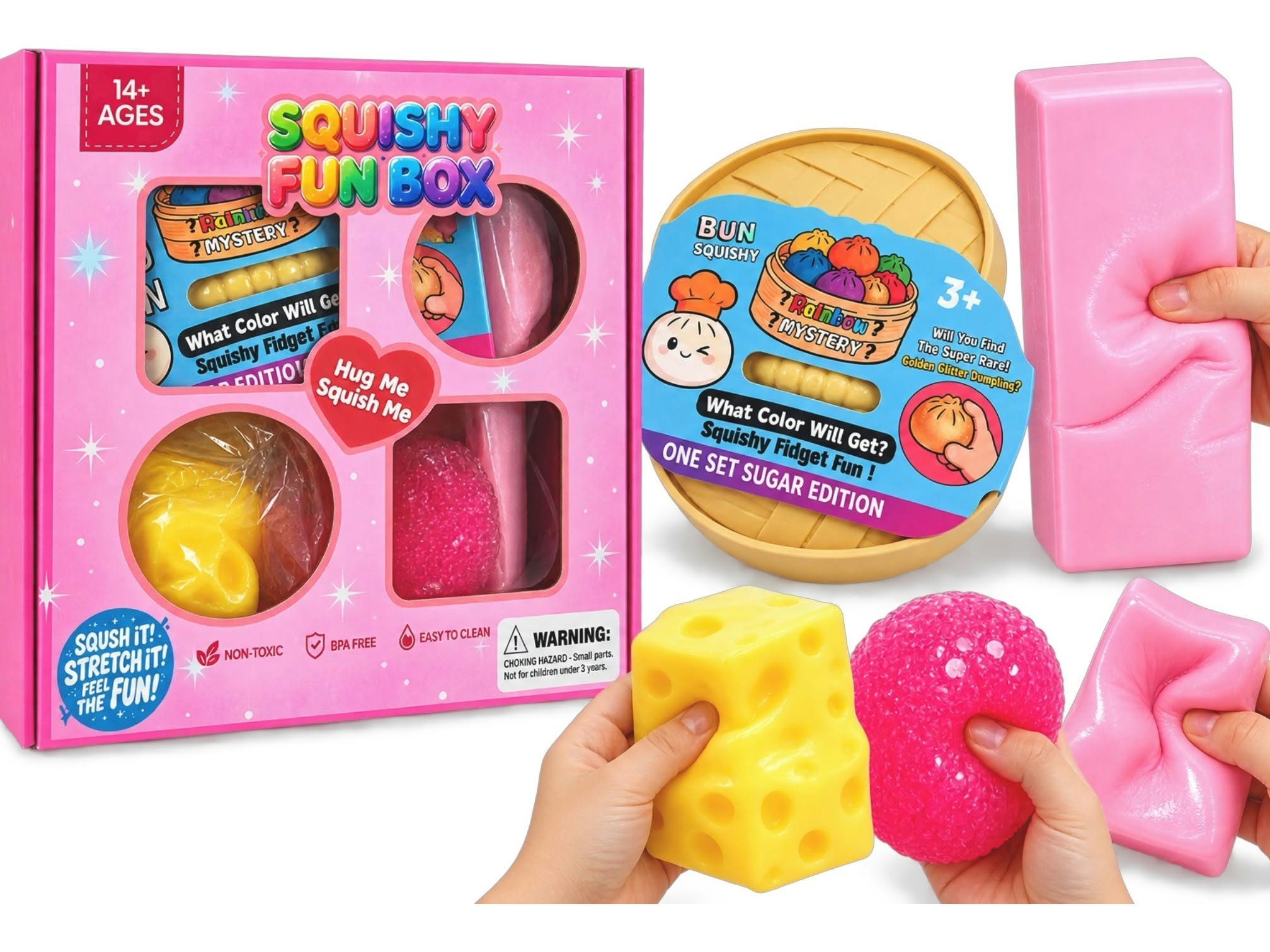Squishy Zestaw 4x gnotki Squishy Antystresowy Gniotek Zabawka Dla Dzieci różowy