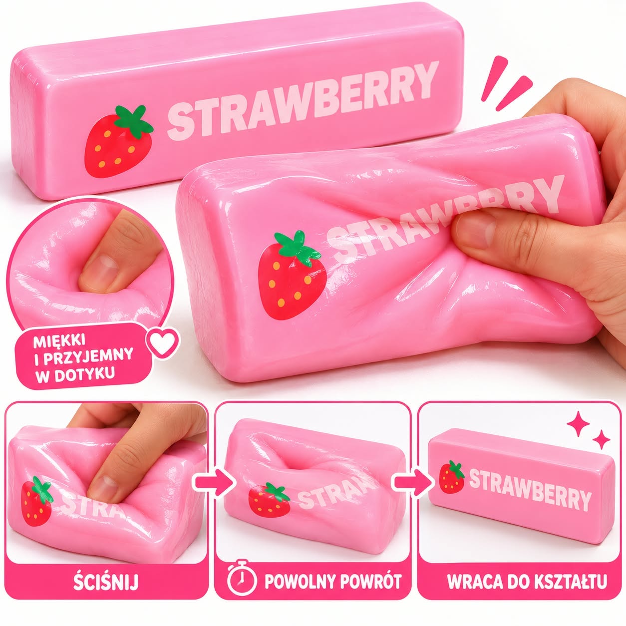 Squishy Zestaw 4x gnotki Squishy Antystresowy Gniotek Zabawka Dla Dzieci różowy - obrazek 2