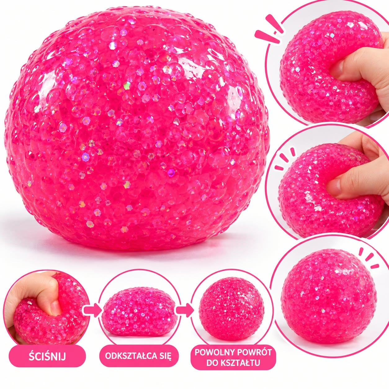 Squishy Zestaw 4x gnotki Squishy Antystresowy Gniotek Zabawka Dla Dzieci różowy - obrazek 8