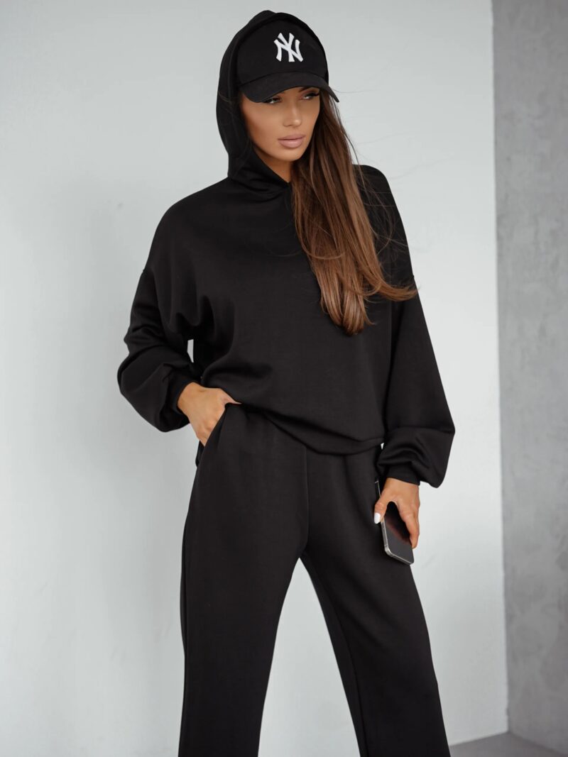 Komplet damski masełkowy basic bluza spodnie Maslove czarny